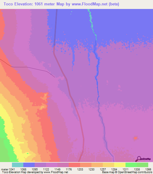 Toco,Chile Elevation Map