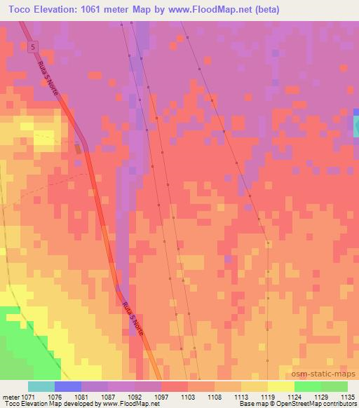 Toco,Chile Elevation Map