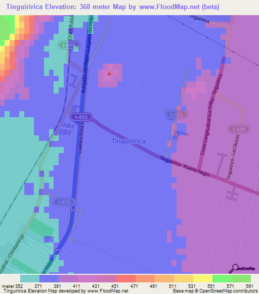 Tinguiririca,Chile Elevation Map