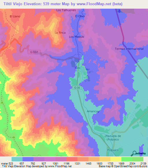 Tiltil Viejo,Chile Elevation Map