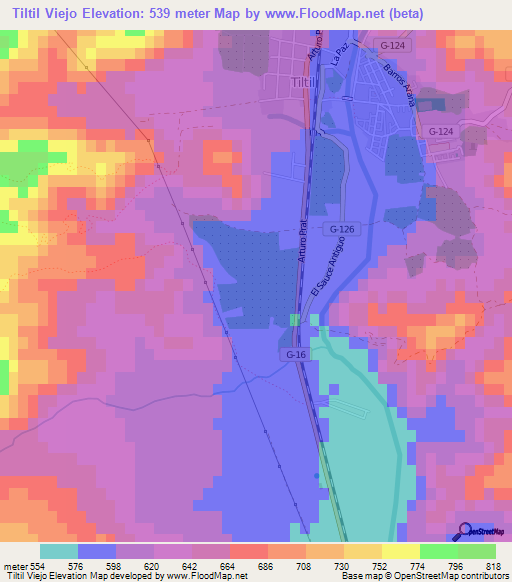 Tiltil Viejo,Chile Elevation Map