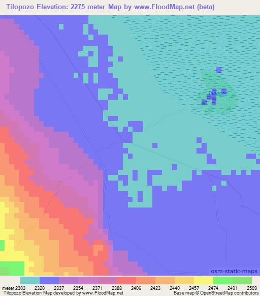 Tilopozo,Chile Elevation Map