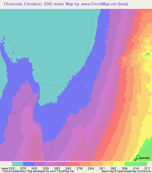 Tilomonte,Chile Elevation Map