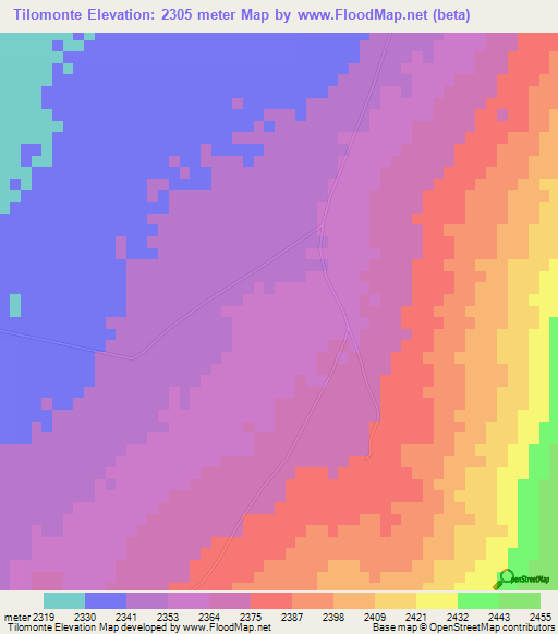 Tilomonte,Chile Elevation Map