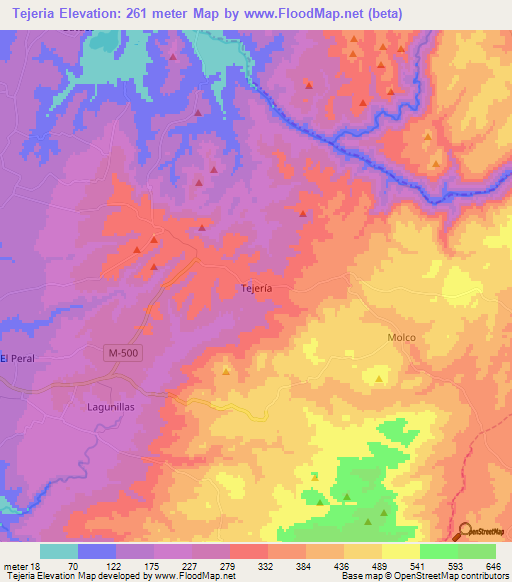 Tejeria,Chile Elevation Map