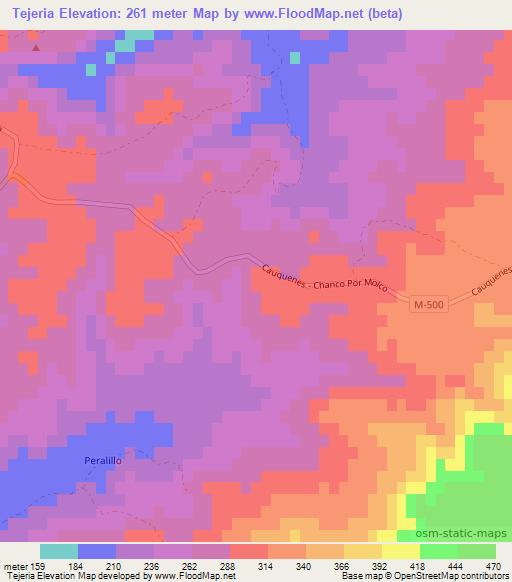 Tejeria,Chile Elevation Map