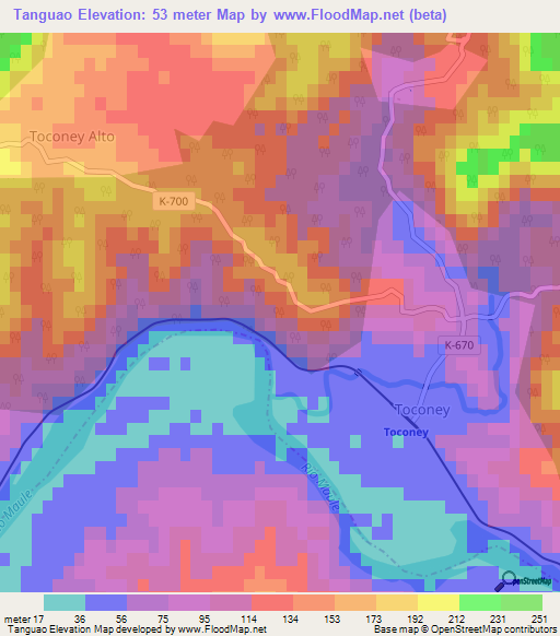 Tanguao,Chile Elevation Map