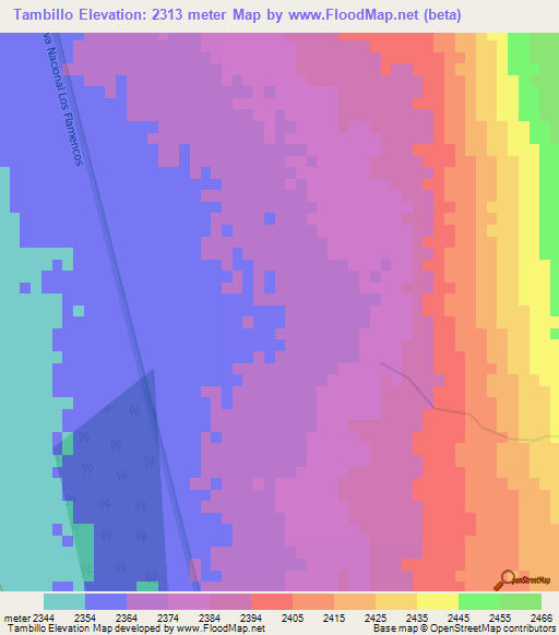 Tambillo,Chile Elevation Map