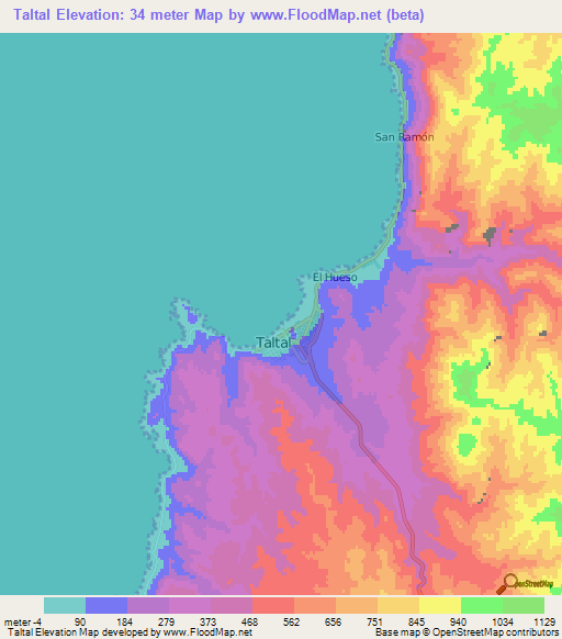 Taltal,Chile Elevation Map