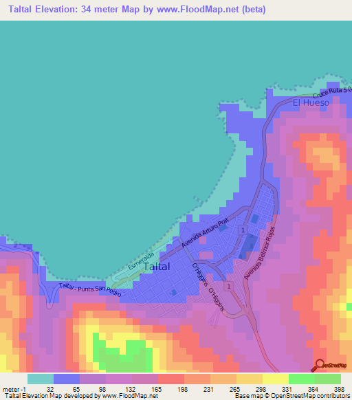 Taltal,Chile Elevation Map