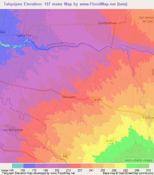 Talquipen,Chile Elevation Map
