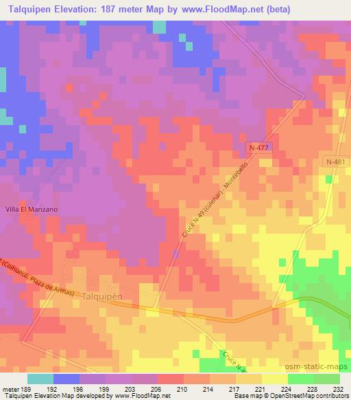 Talquipen,Chile Elevation Map