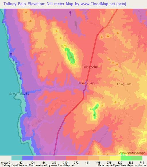 Talinay Bajo,Chile Elevation Map