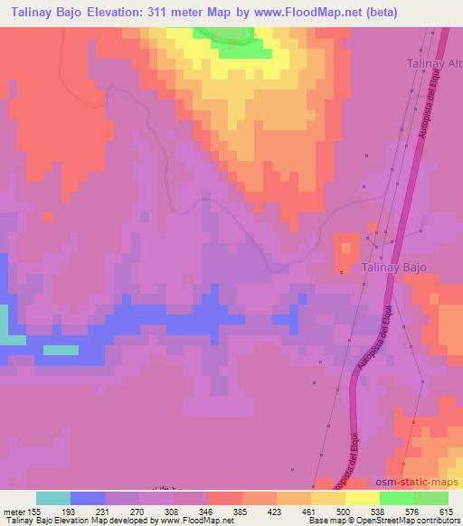Talinay Bajo,Chile Elevation Map