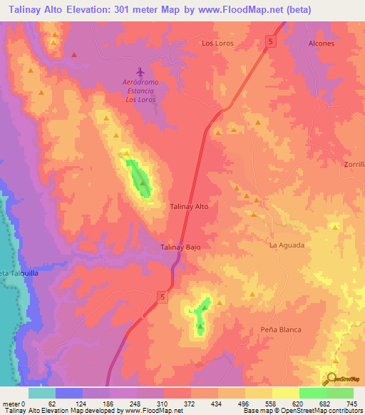 Talinay Alto,Chile Elevation Map