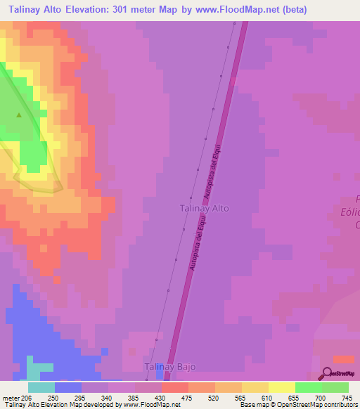 Talinay Alto,Chile Elevation Map