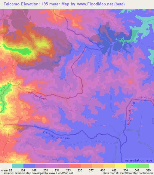 Talcamo,Chile Elevation Map
