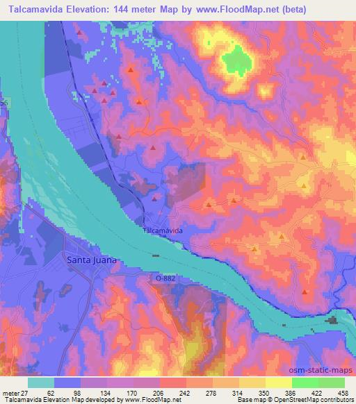 Talcamavida,Chile Elevation Map