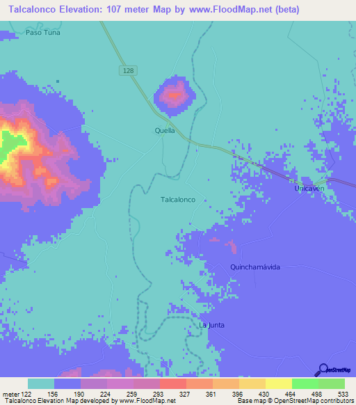 Talcalonco,Chile Elevation Map