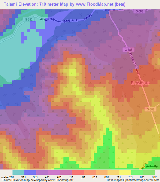 Talami,Chile Elevation Map