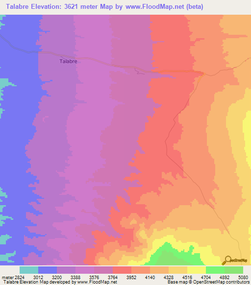 Talabre,Chile Elevation Map