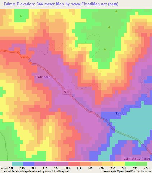 Taimo,Chile Elevation Map