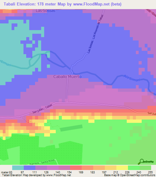 Tabali,Chile Elevation Map