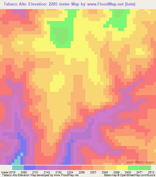 Tabaco Alto,Chile Elevation Map