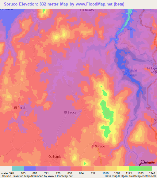 Soruco,Chile Elevation Map