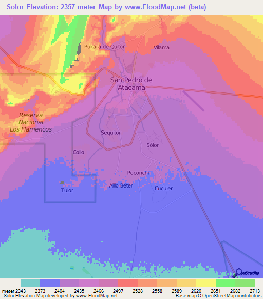 Solor,Chile Elevation Map