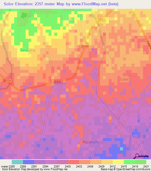 Solor,Chile Elevation Map