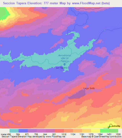 Seccion Tapera,Chile Elevation Map