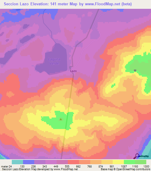 Seccion Lazo,Chile Elevation Map