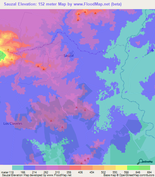 Sauzal,Chile Elevation Map