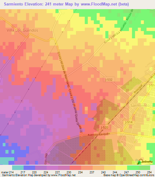 Sarmiento,Chile Elevation Map