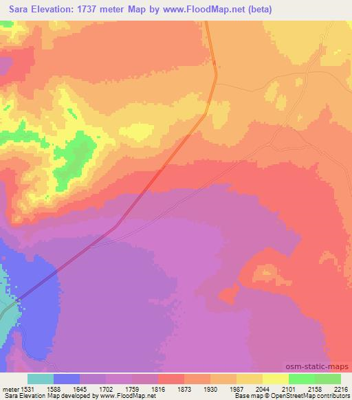 Sara,Chile Elevation Map