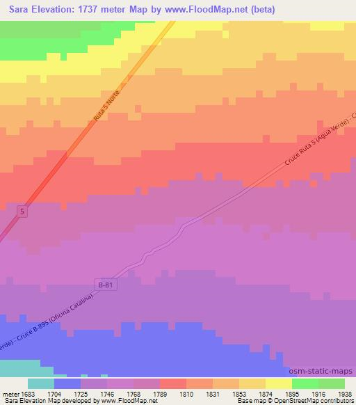 Sara,Chile Elevation Map