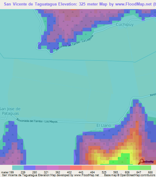San Vicente de Taguatagua,Chile Elevation Map