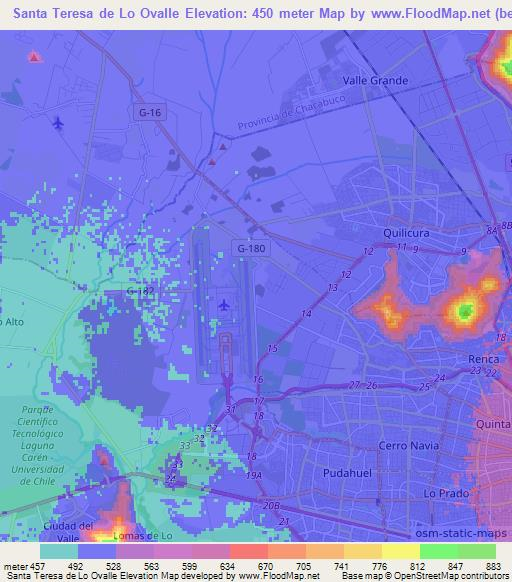 Santa Teresa de Lo Ovalle,Chile Elevation Map