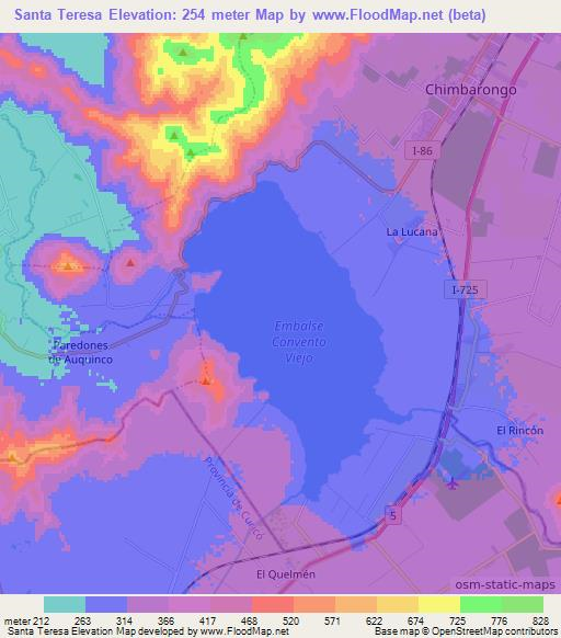 Santa Teresa,Chile Elevation Map