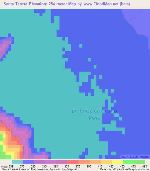 Santa Teresa,Chile Elevation Map