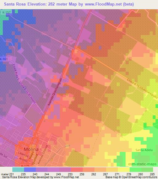 Santa Rosa,Chile Elevation Map
