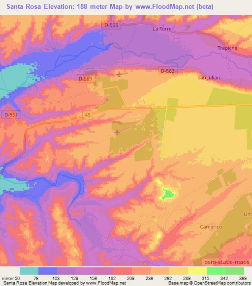 Santa Rosa,Chile Elevation Map