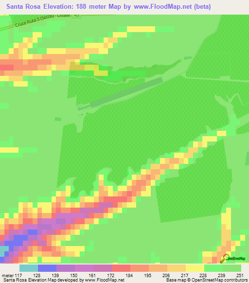 Santa Rosa,Chile Elevation Map