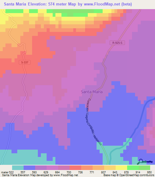 Santa Maria,Chile Elevation Map