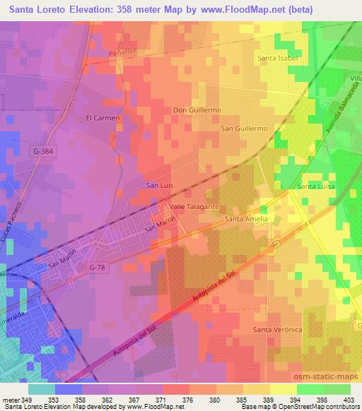 Santa Loreto,Chile Elevation Map