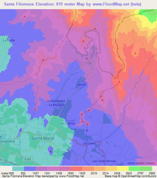Santa Filomena,Chile Elevation Map