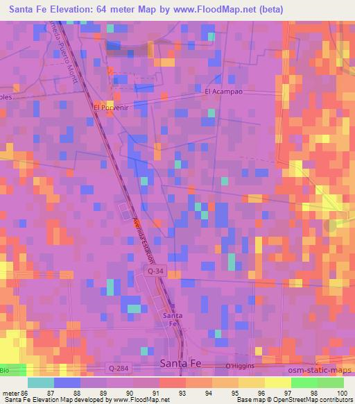 Santa Fe,Chile Elevation Map