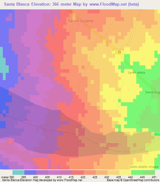Santa Blanca,Chile Elevation Map