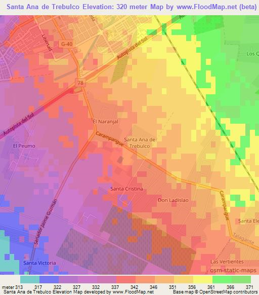 Santa Ana de Trebulco,Chile Elevation Map